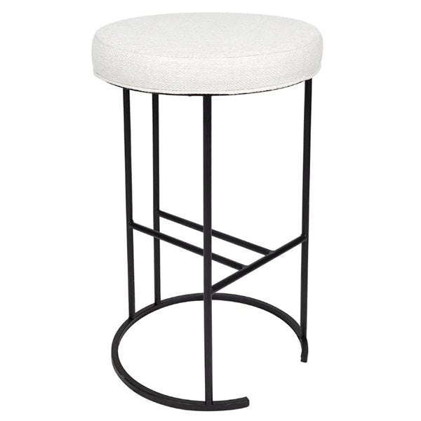 Blackley Black Iron Kitchen Stool - Natural Linen