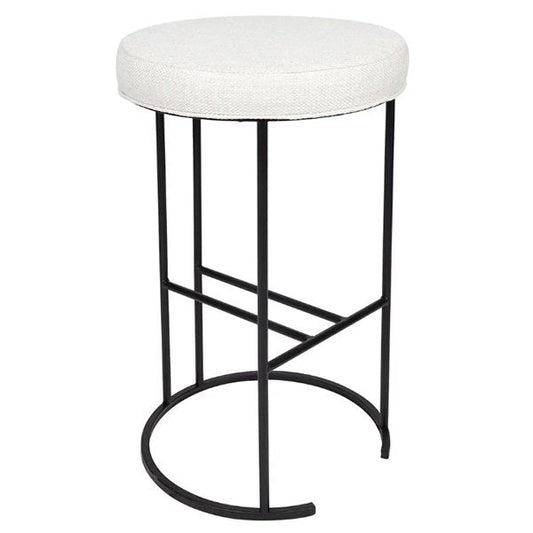 Blackley Black Iron Kitchen Stool - Natural Linen