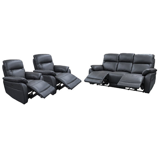 Aspect 3+1+1 Seater Leather Electric Recliner Sofa Set - Graphite