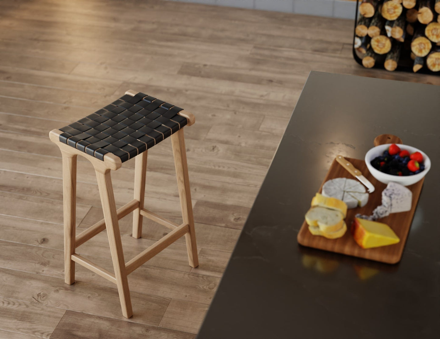 Brooklyn Backless Stool - Natural Frame