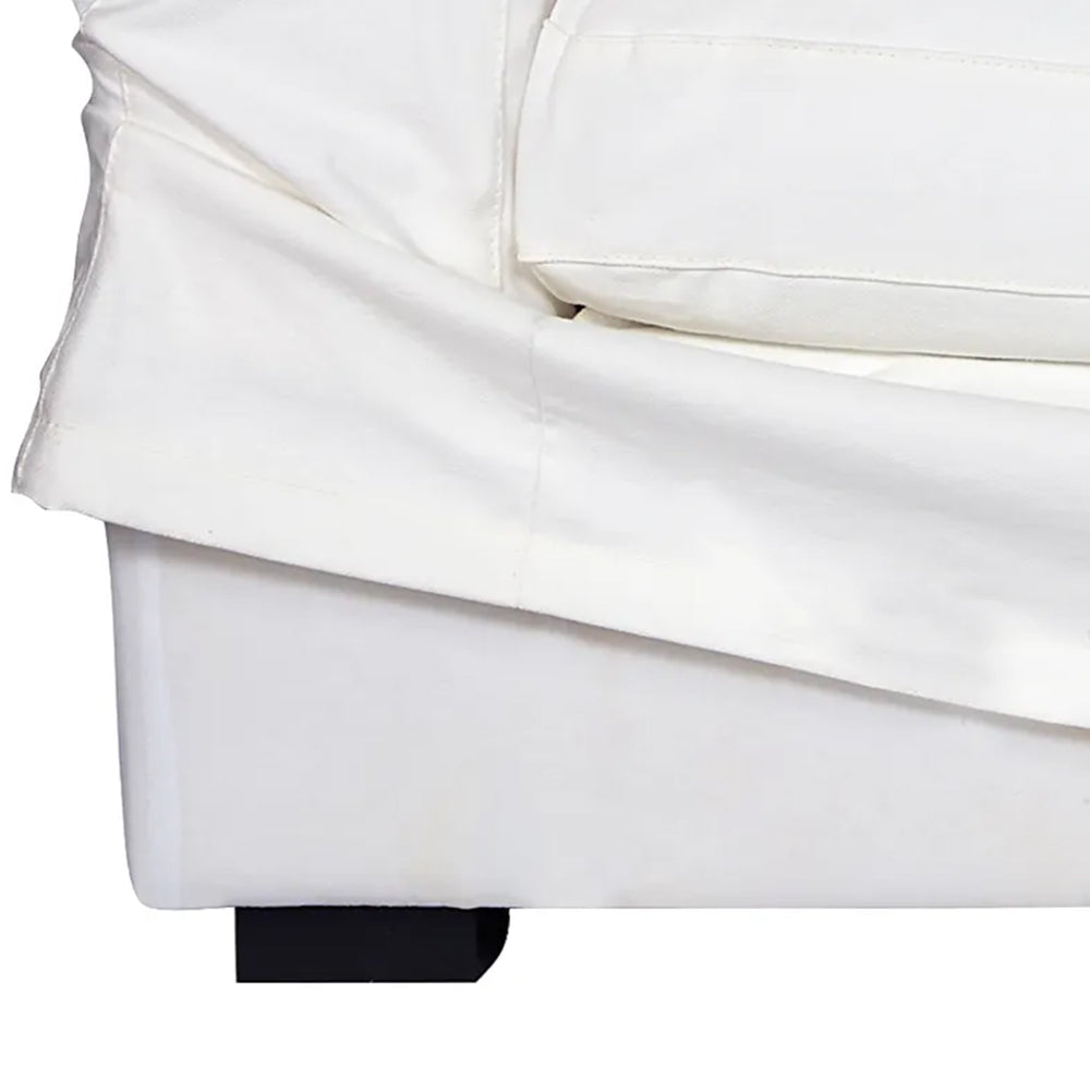 Bungalow 3 Seater Slip Cover Sofa - White Cotton