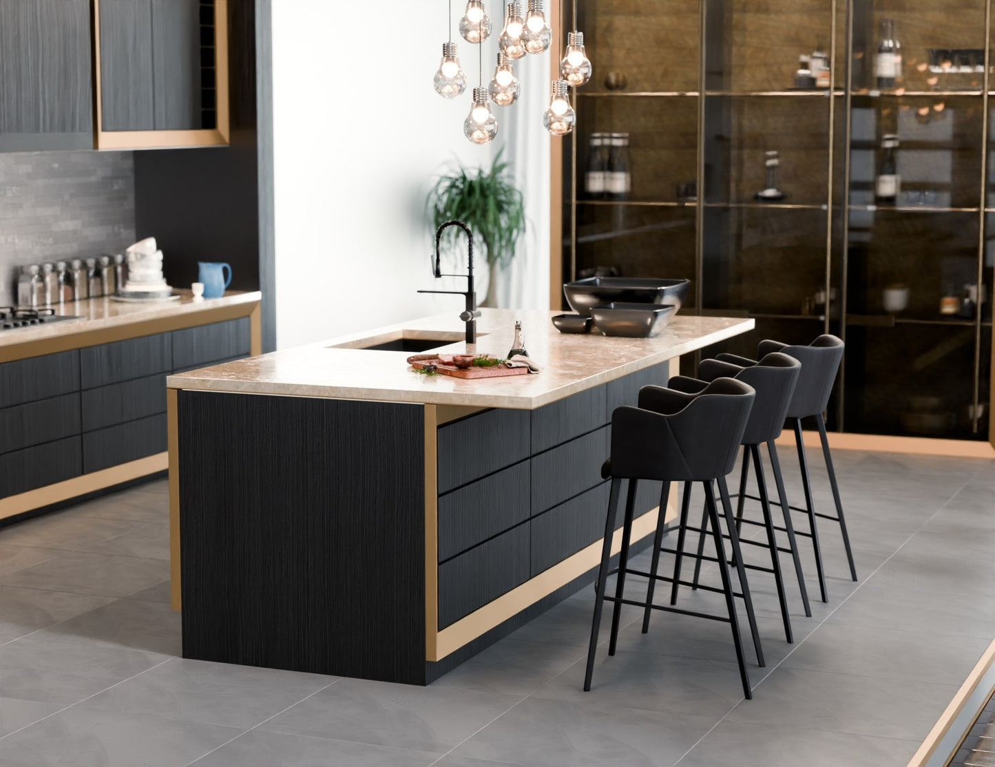 Andorra Bar Stool - Vintage Black Seat