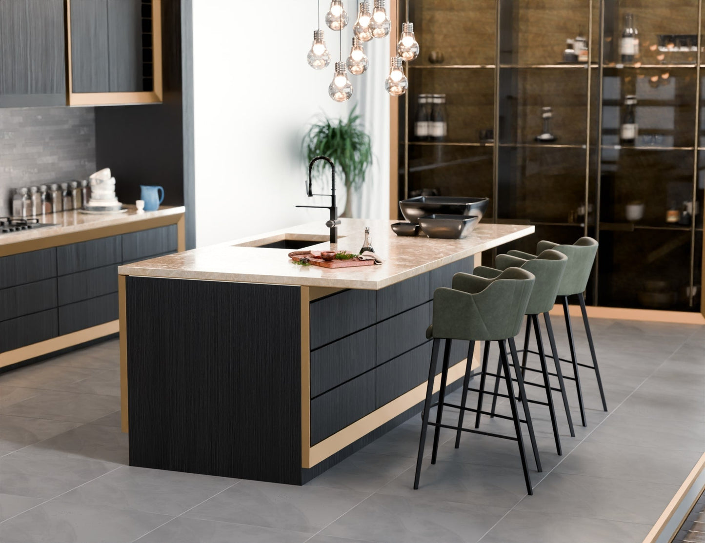 Andorra Bar Stool - Vintage Green Vegan Leather