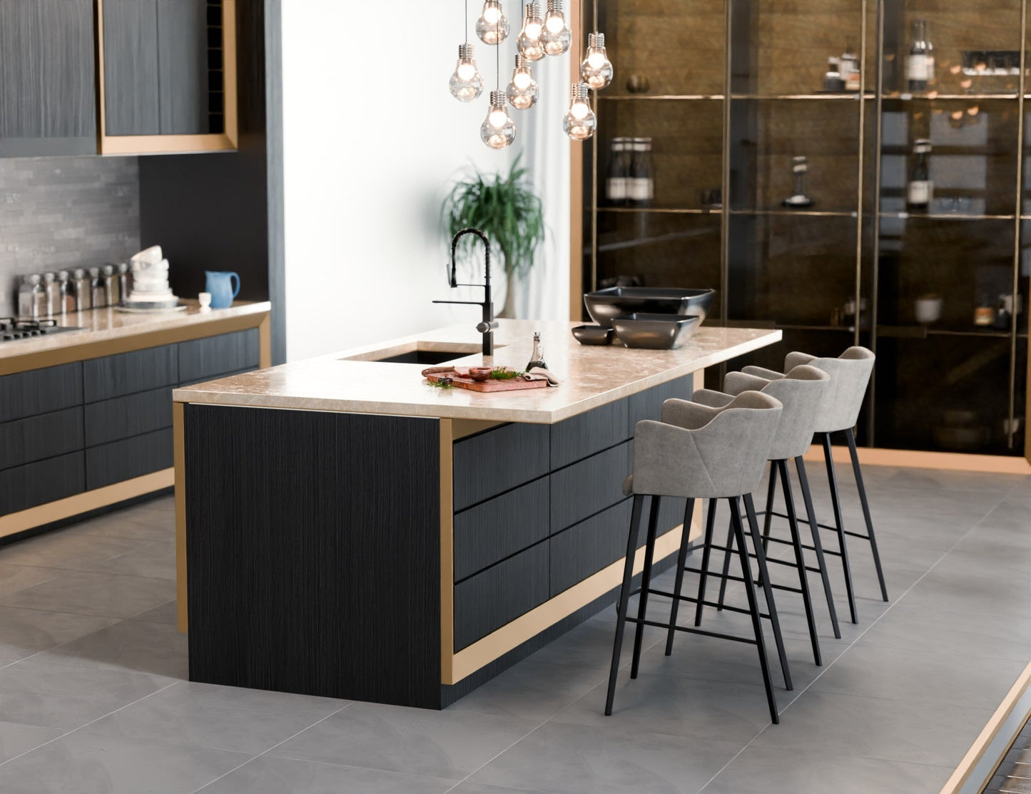 Andorra Bar Stool - Vintage Grey Seat