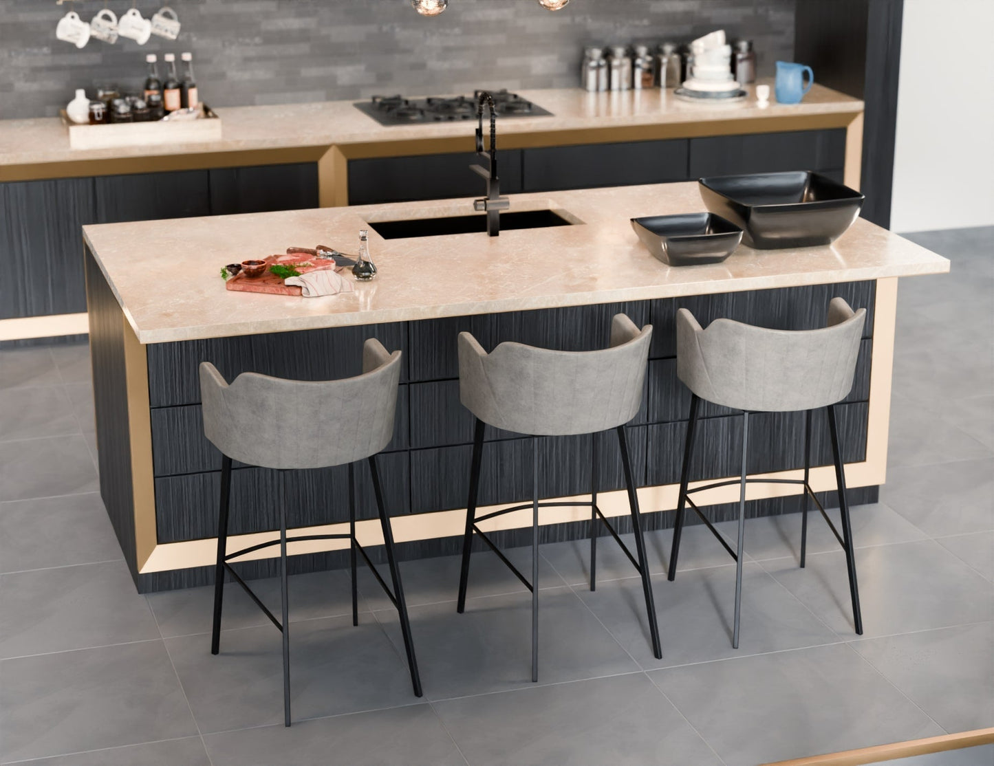 Andorra Bar Stool - Vintage Grey Seat