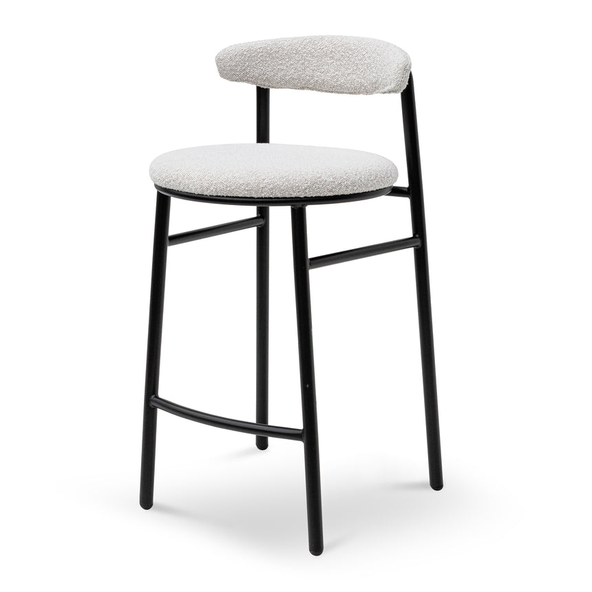 65cm Bar Stool - Moon White Boucle and Black Legs(Set of 2)