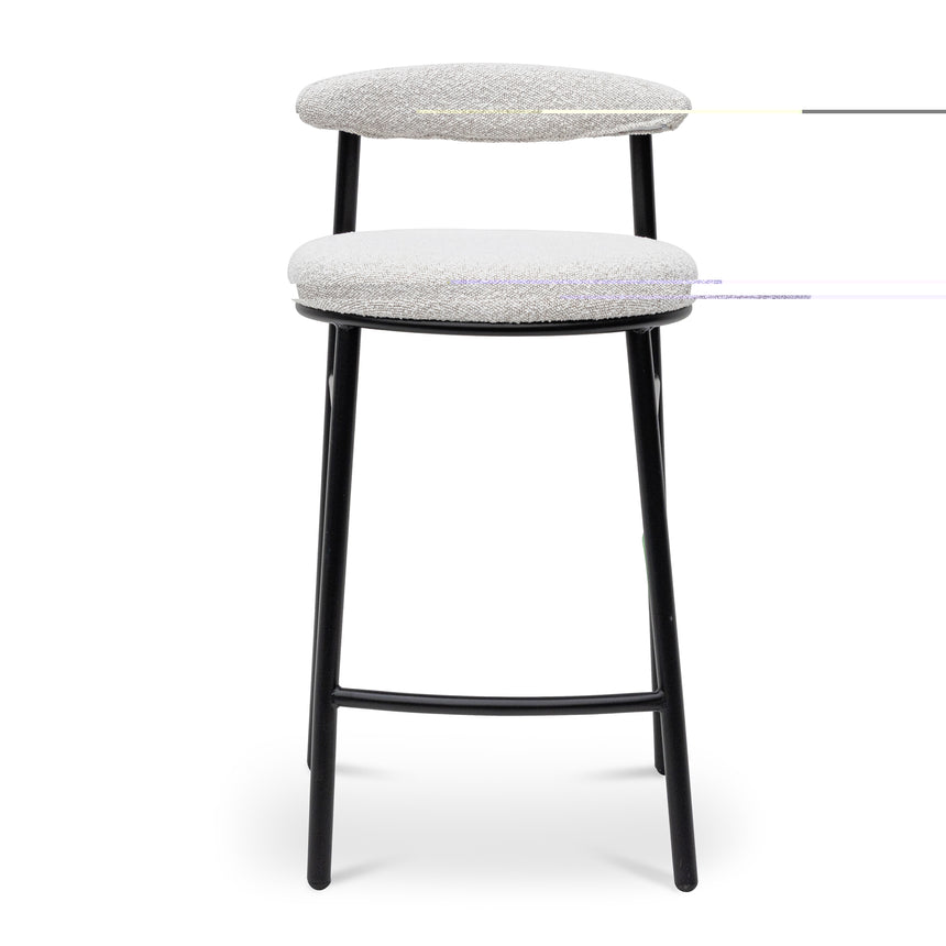 65cm Bar Stool - Moon White Boucle and Black Legs(Set of 2)