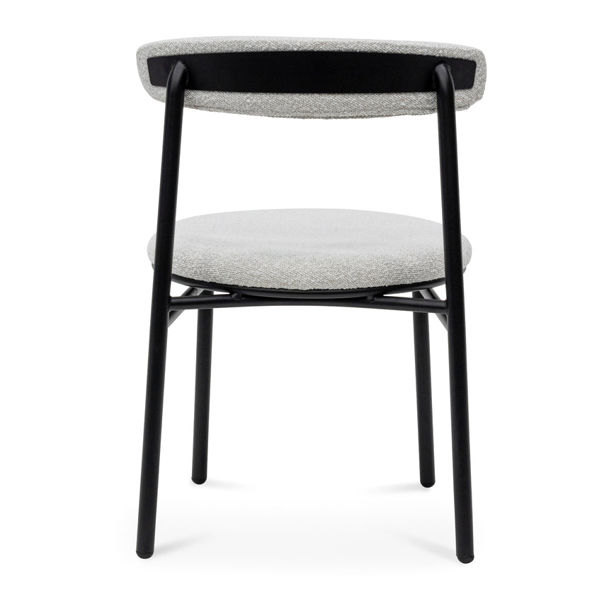 Fabric Dining Chair - Moon White Boucle and Black Legs(Set of 2)