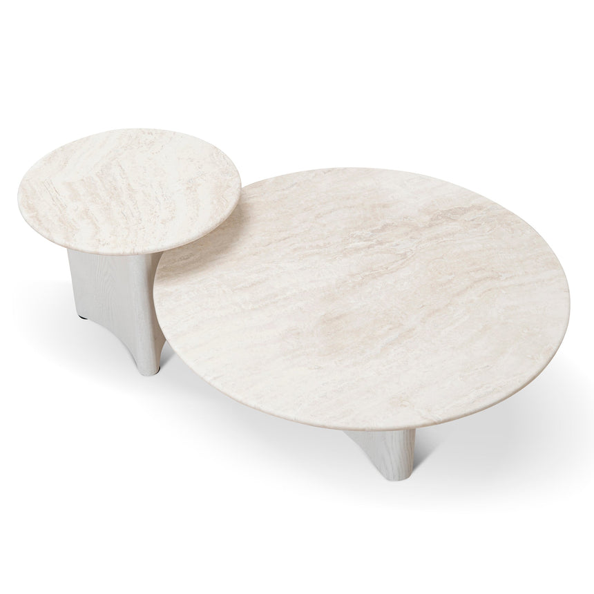 Nested Travertine Coffee Table - White