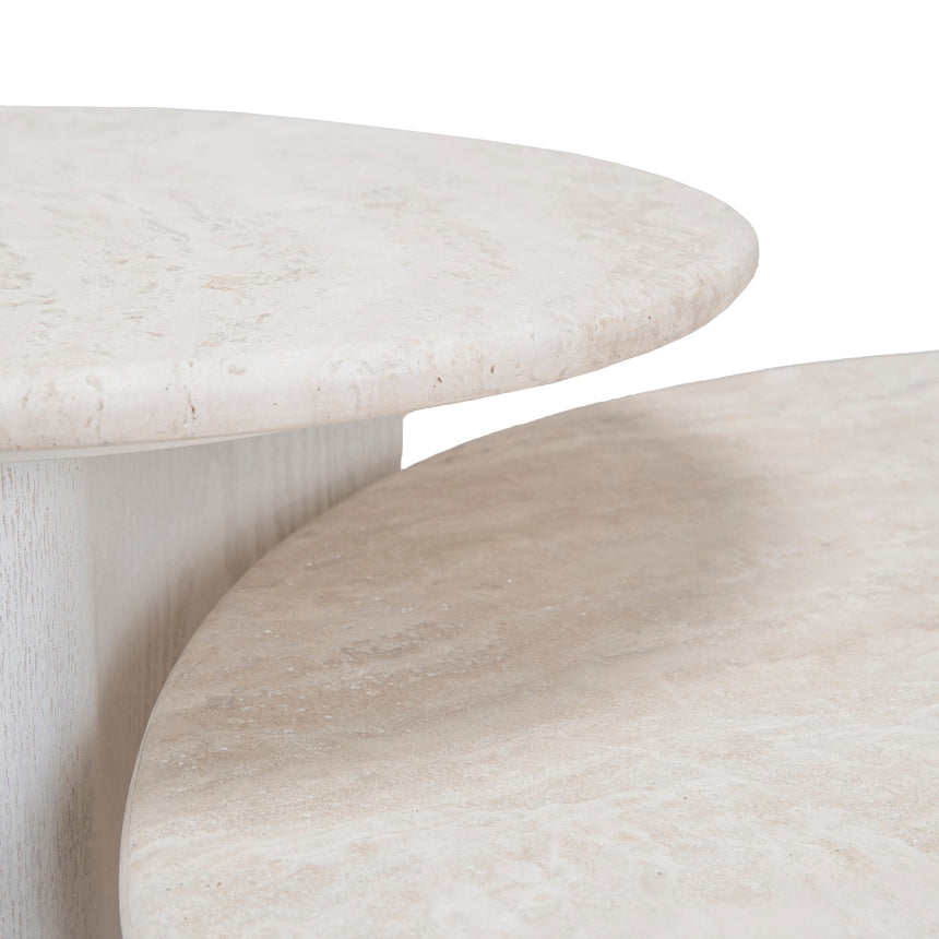 Nested Travertine Coffee Table - White
