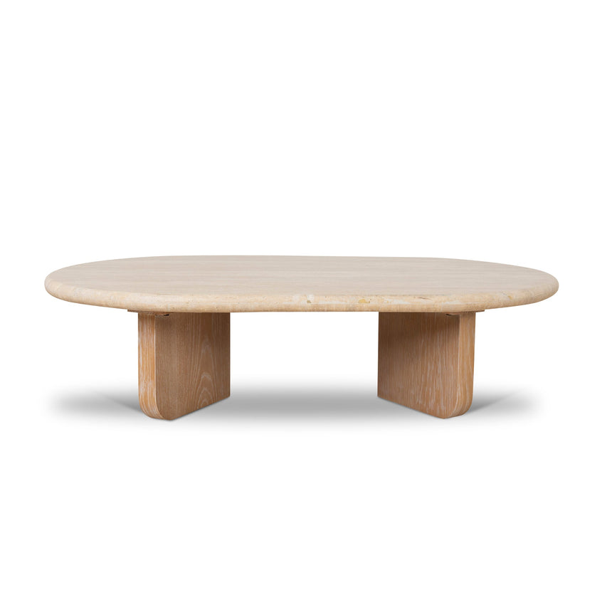 1.2m Oval Travertine Coffee Table - Natural