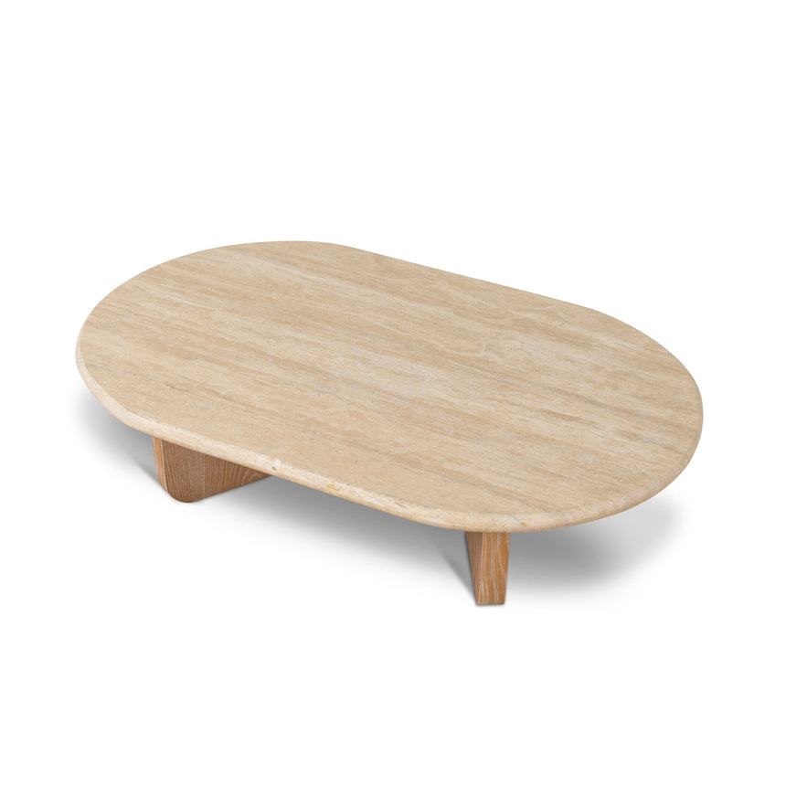 1.2m Oval Travertine Coffee Table - Natural
