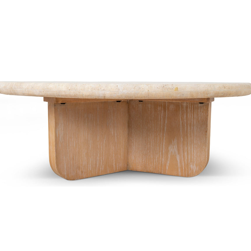 90cm Round Travertine Coffee Table - Natural