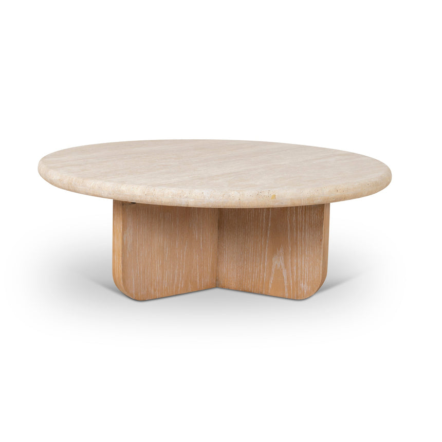 90cm Round Travertine Coffee Table - Natural
