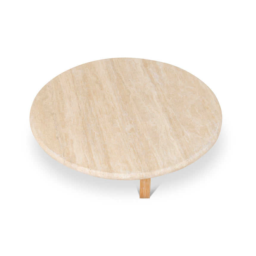 90cm Round Travertine Coffee Table - Natural