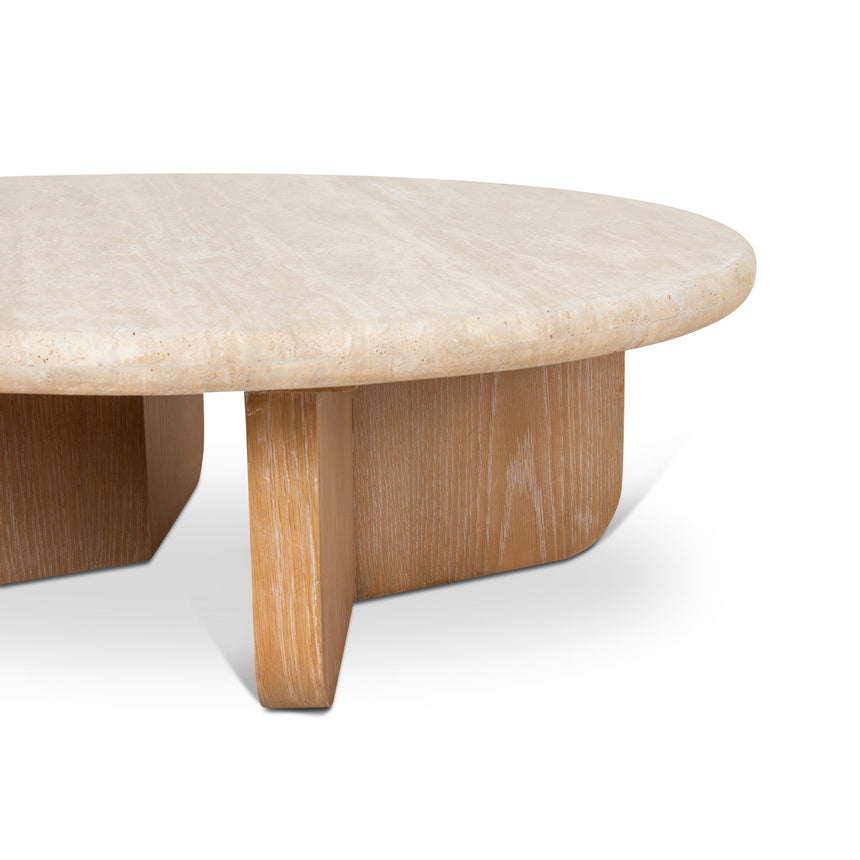 90cm Round Travertine Coffee Table - Natural