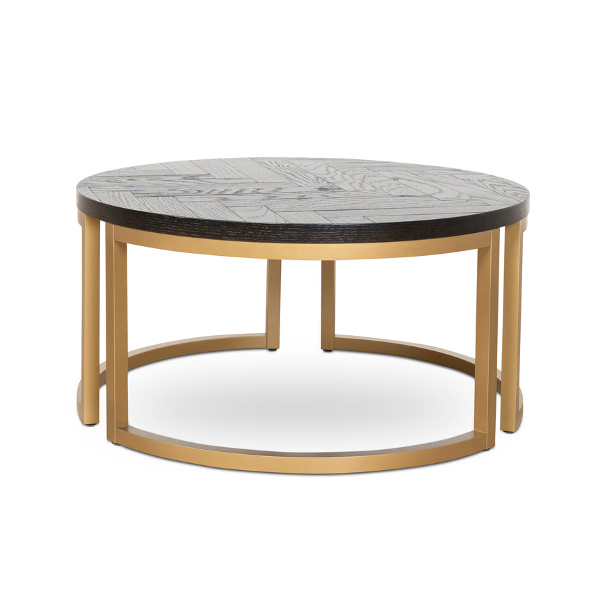 Nested Coffee Table - Peppercorn and Brass