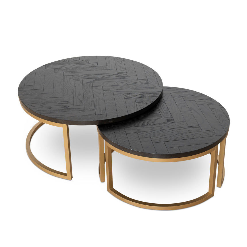 Nested Coffee Table - Peppercorn and Brass