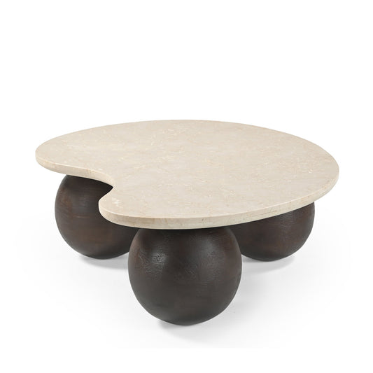 1.04m Travertine Coffee Table - Walnut