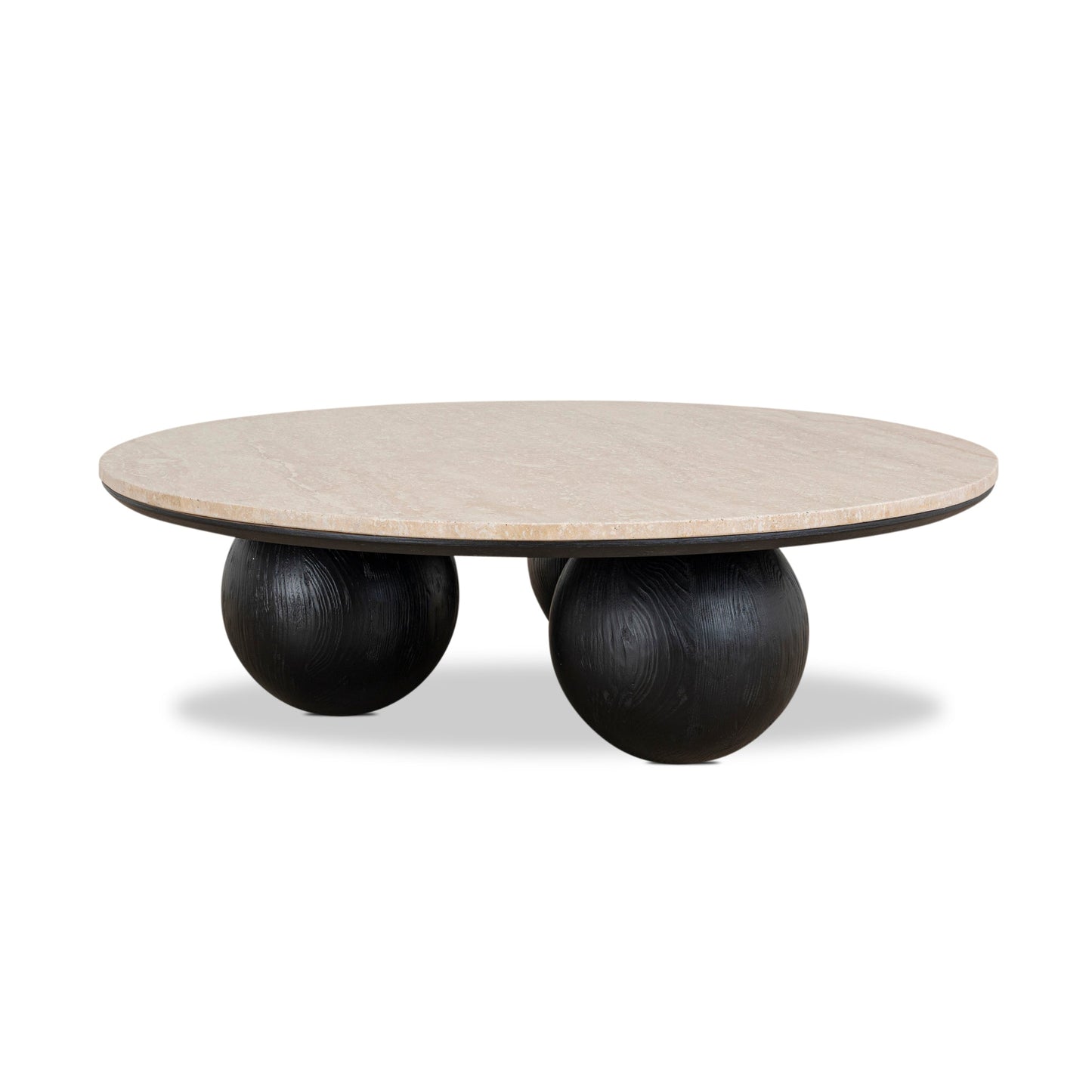 100cm Round Travertine Coffee Table - Black