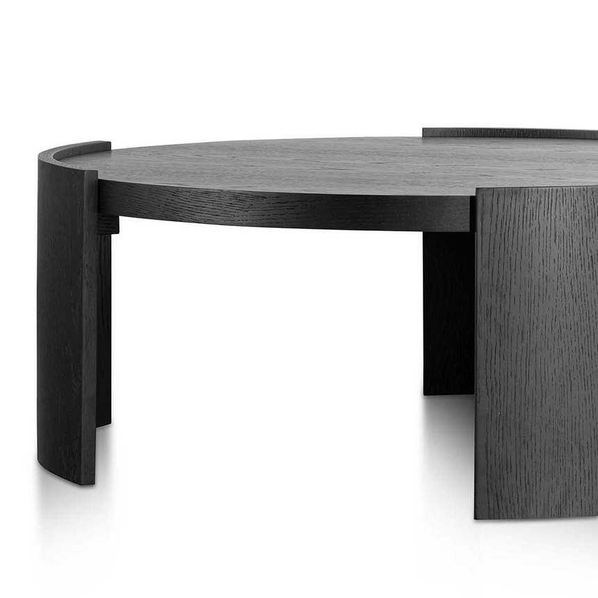 100cm Wooden Round Coffee Table - Black