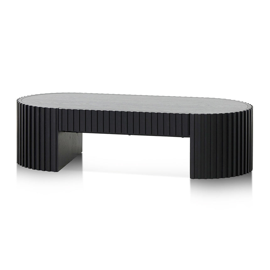 1.3m Oval Coffee Table - Full Black Oak