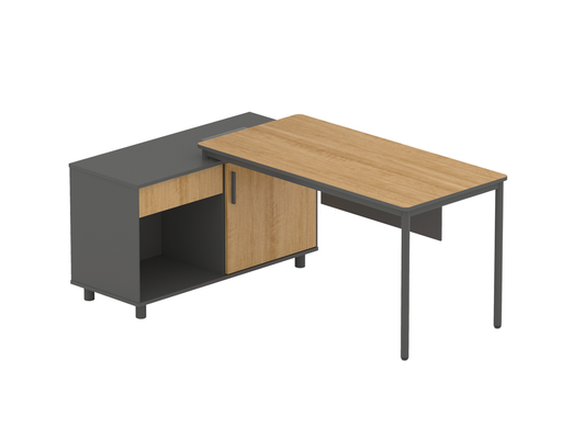 1.75m Left Return Natural Office Desk - Charcoal Base