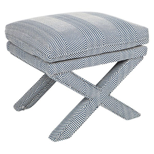 Candace Stool - Chevron Blue Linen