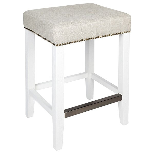 Canyon White Kitchen Stool - Natural Linen