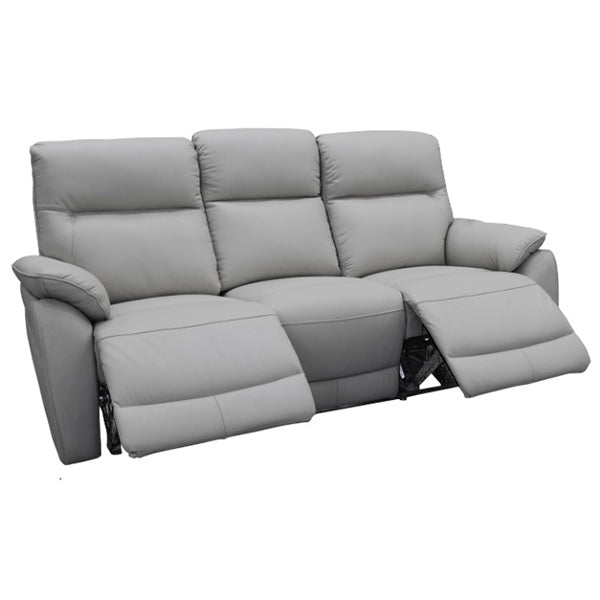 Aspect 3 Seater + 2 Electric Recliners Leather Powered Recliner Sofa - Silver Leather