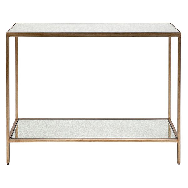 Cocktail Mirrored Console Table - Small Antique Gold