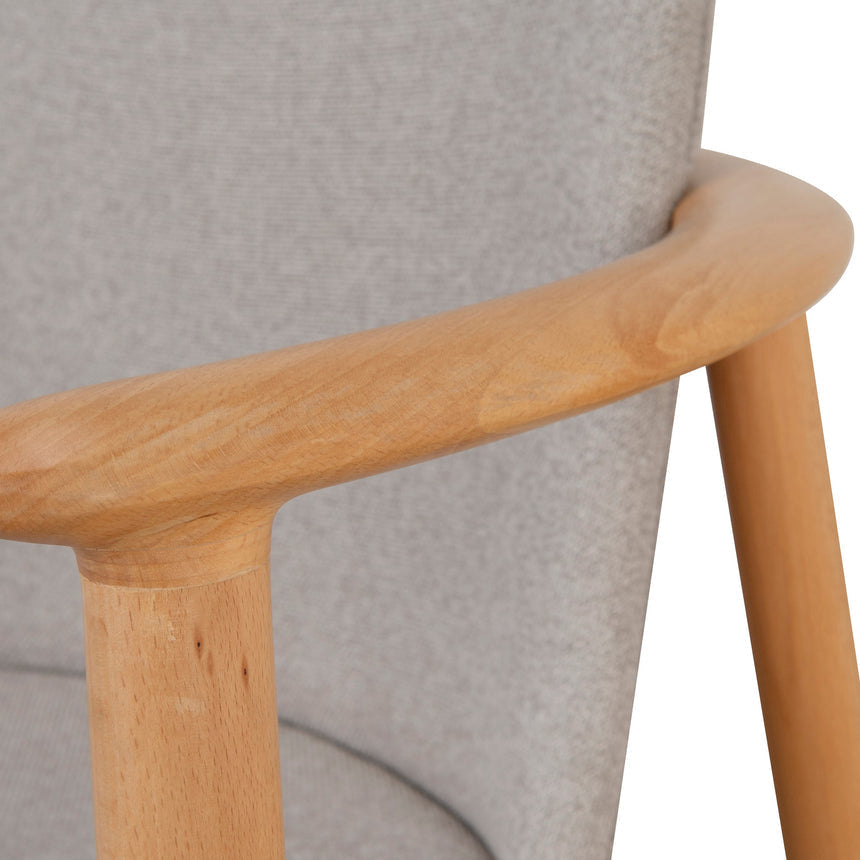 Set of 2 - Natural Dining Armchair - Grey Seat