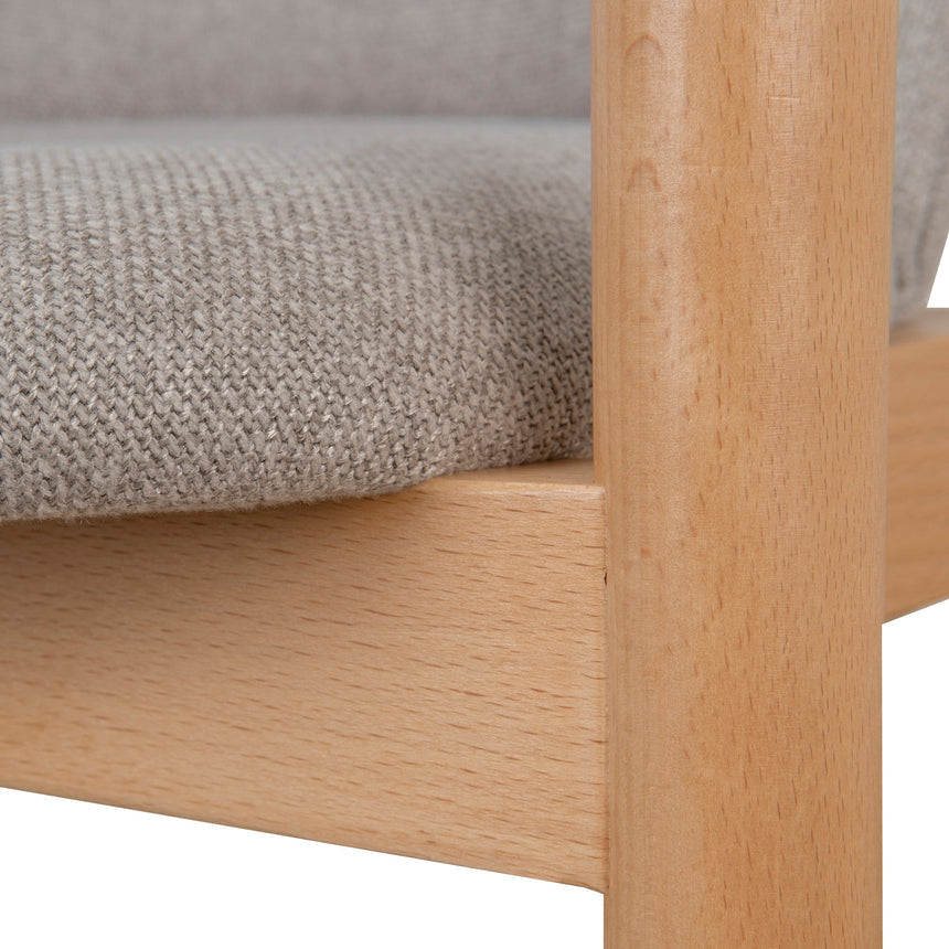 Set of 2 - Natural Dining Armchair - Grey Seat