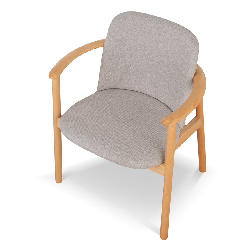 Set of 2 - Natural Dining Armchair - Grey Seat