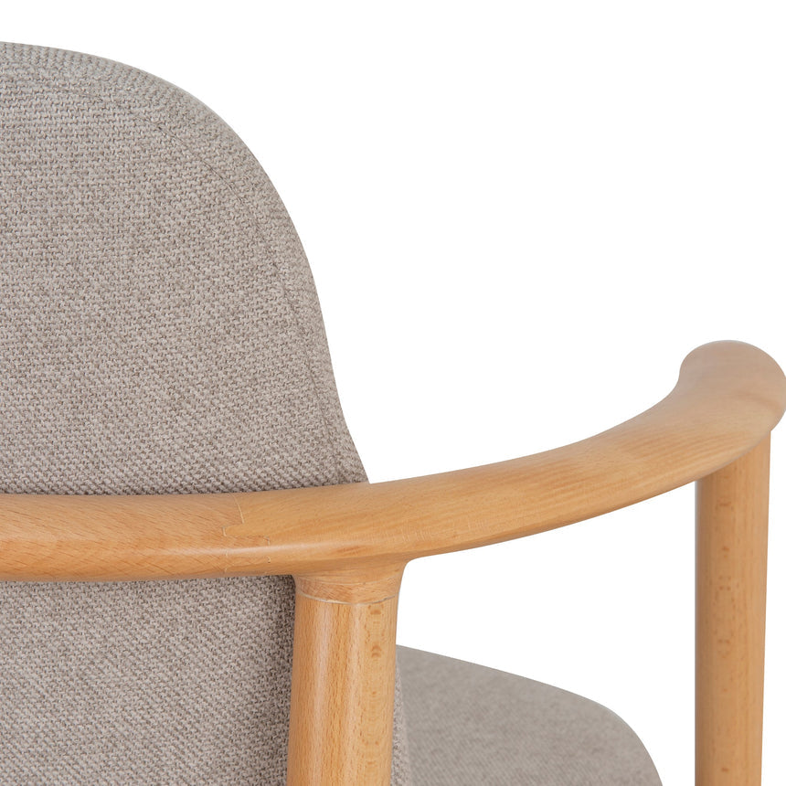 Set of 2 - Natural Dining Armchair - Grey Seat