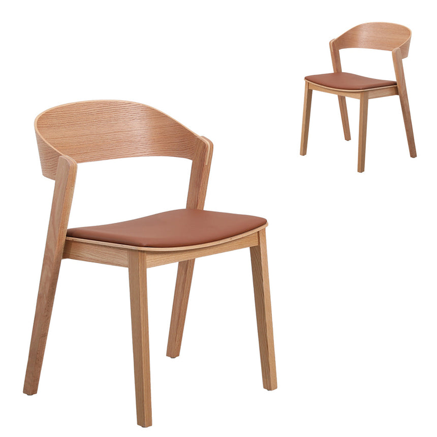 Natural Dining Chair - Brown Seat (Set of 2)