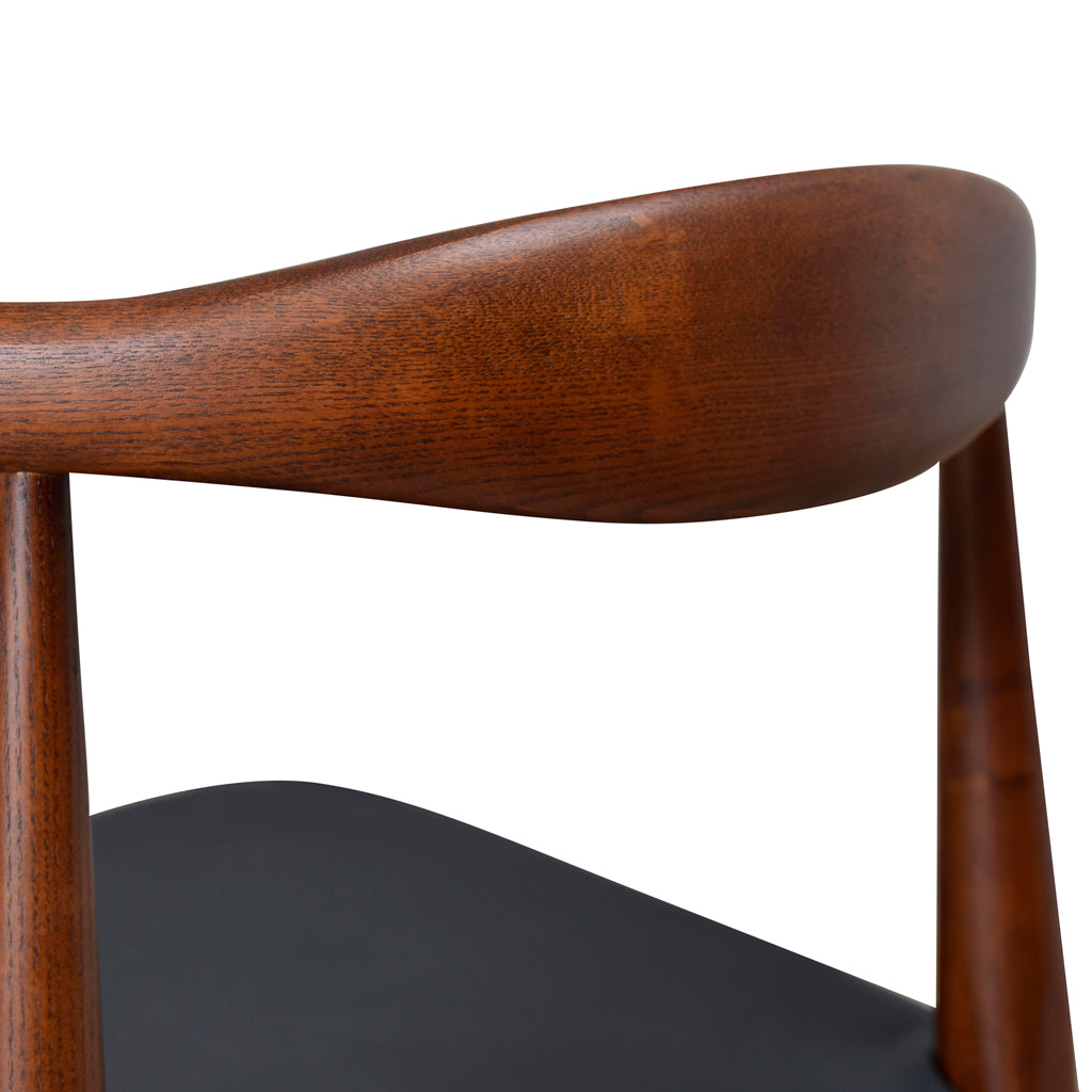 Set of 2 - Henrik Dining Chair - Dark Brown with Black Seat