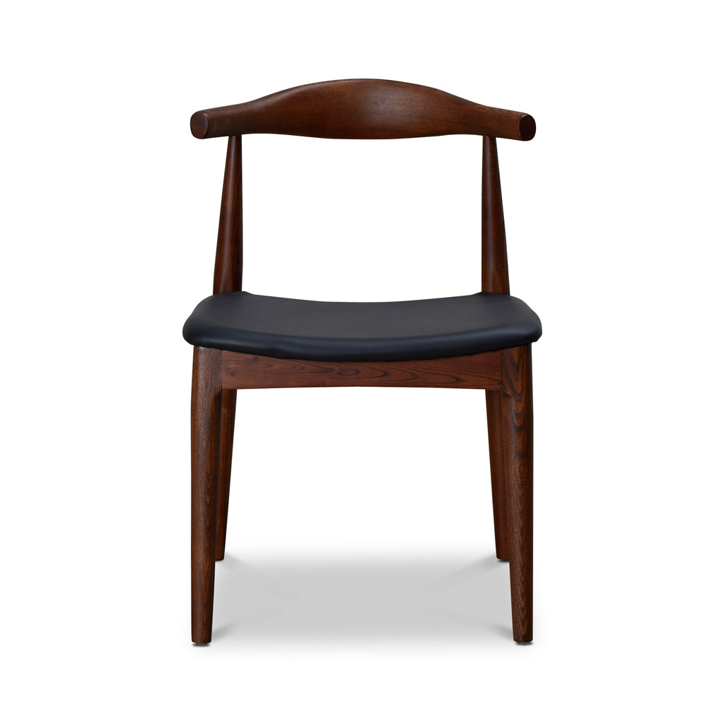 Set of 2 - Henrik Dining Chair - Dark Brown with Black Seat