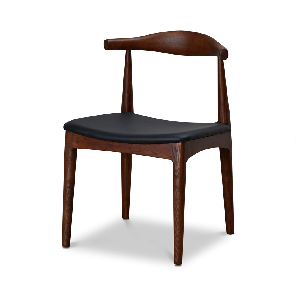 Set of 2 - Henrik Dining Chair - Dark Brown with Black Seat