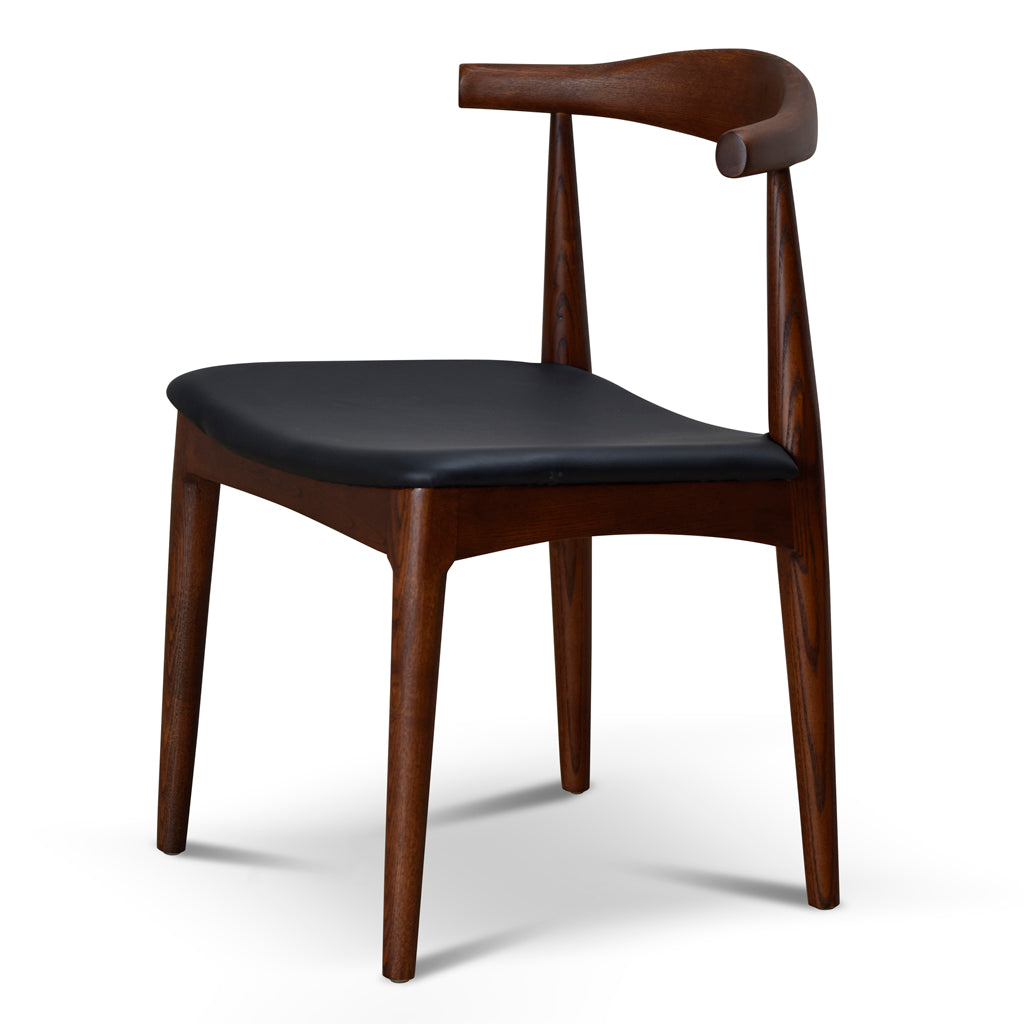 Set of 2 - Henrik Dining Chair - Dark Brown with Black Seat