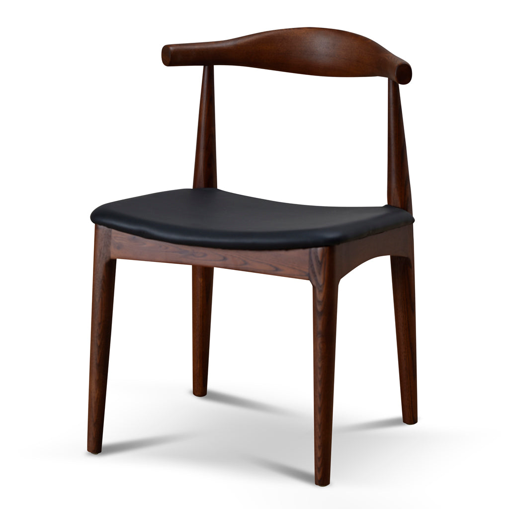 Set of 2 - Henrik Dining Chair - Dark Brown with Black Seat