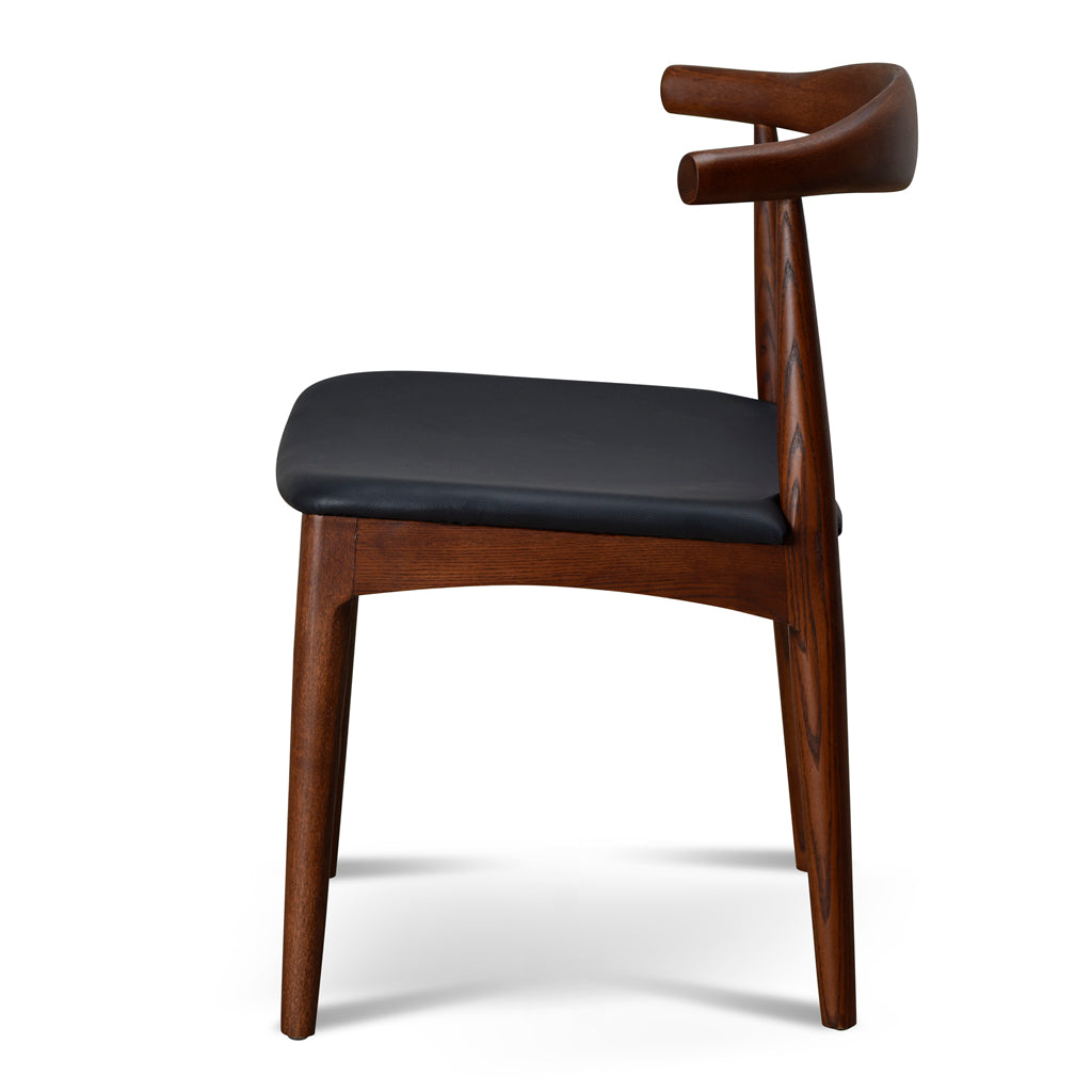 Set of 2 - Henrik Dining Chair - Dark Brown with Black Seat