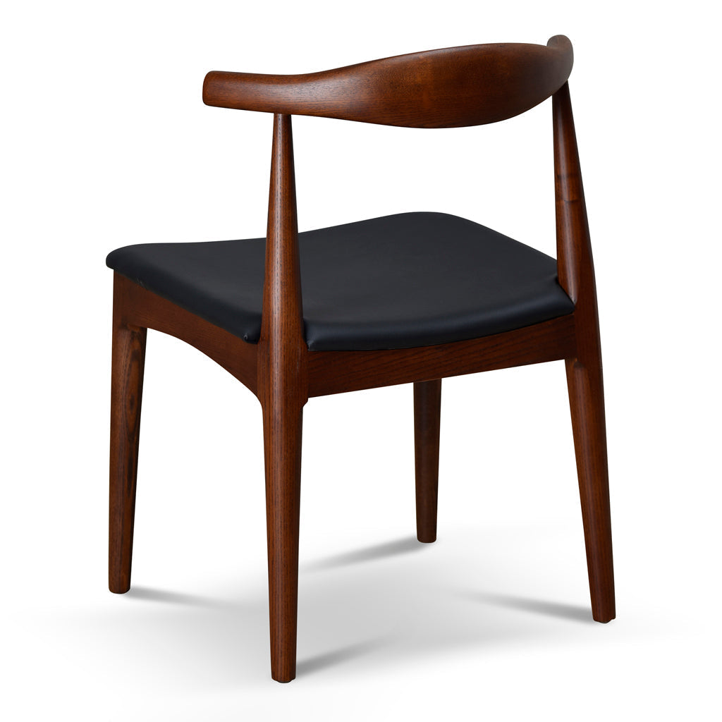 Set of 2 - Henrik Dining Chair - Dark Brown with Black Seat