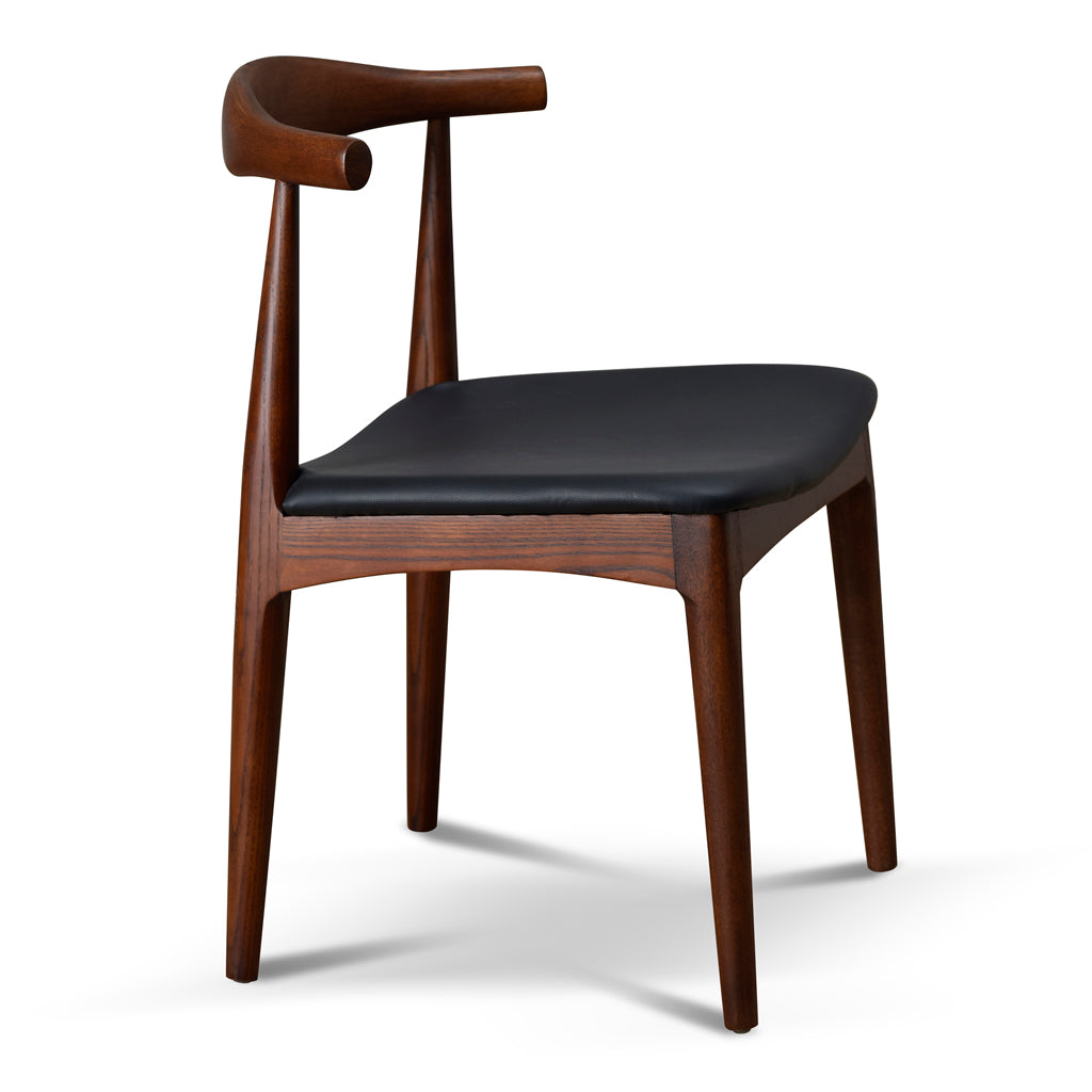 Set of 2 - Henrik Dining Chair - Dark Brown with Black Seat
