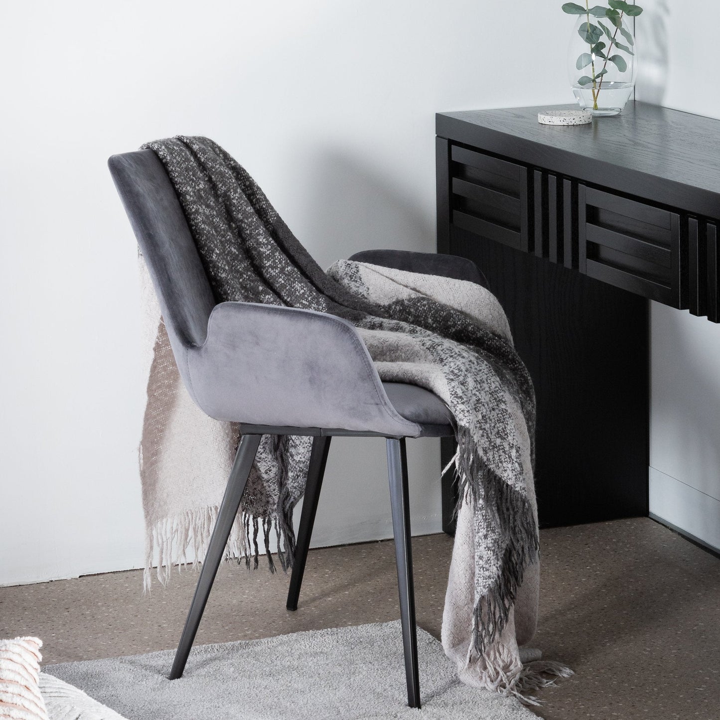 Ex Display - Alice Dining Chair - Dark Grey Velvet