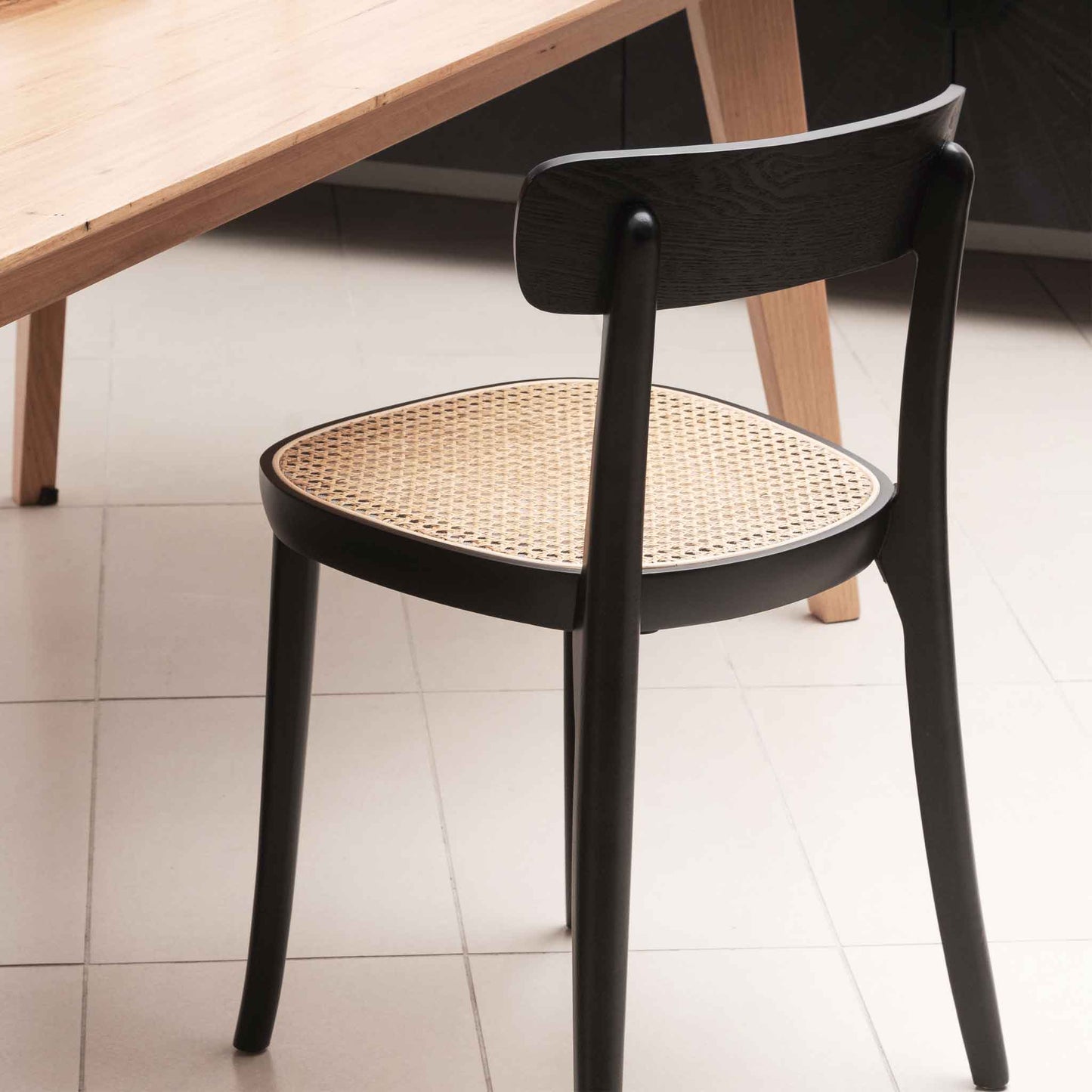 Set of 2 - Orval Rattan Dining Chair - Black with Natural Seat