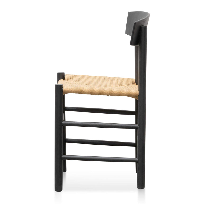Rattan Black Dining Chair - Natural Seat (Set of 2)