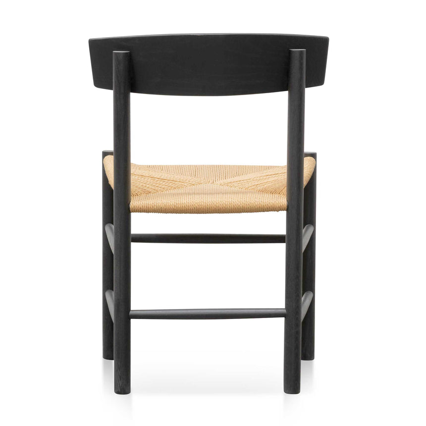 Rattan Black Dining Chair - Natural Seat (Set of 2)