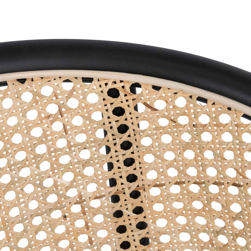 Fabric Dining Chair - Grey with Rattan Back(Set of 2)