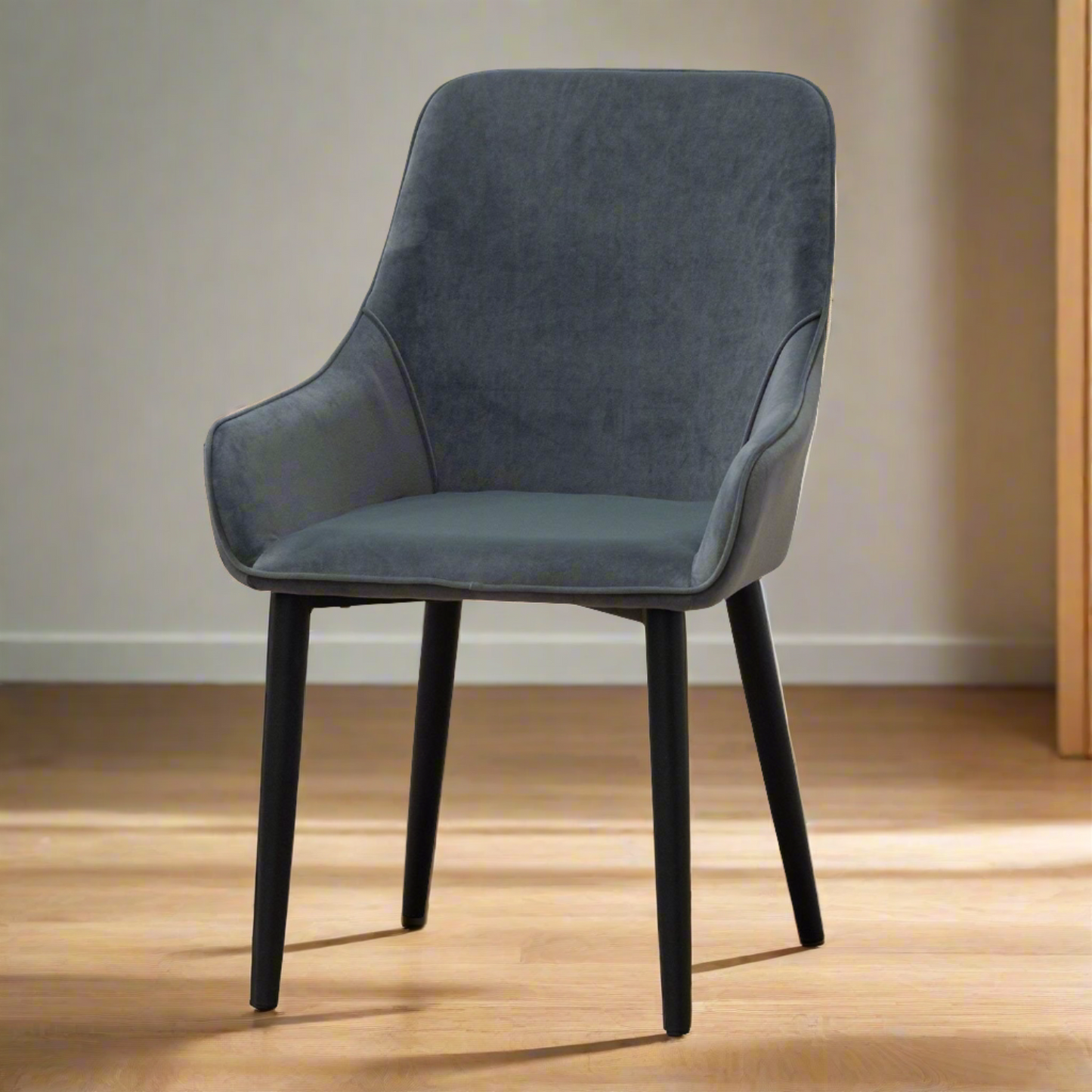 Ex Display - Acosta Dining Chair - Grey Velvet in Black Legs